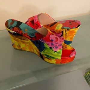 Colorful Floral Wedge Sandals